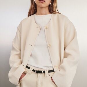 NEW DISSH Cream Collarless Pea Coat